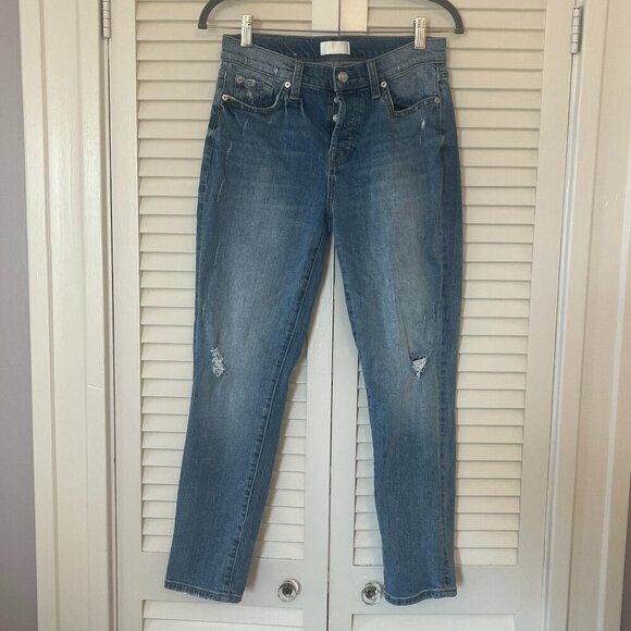 7 For All Mankind jeans 26 Josefina denim light wash distressed button fly - Picture 1 of 13